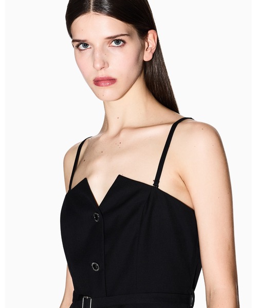 ARMANI EXCHANGE(アルマーニエクスチェンジ)の「【A|X アルマーニ エクスチェンジ】フロントボタン スリーブレスベルテッドワンピース(ワンピース・レディース・ブラック・0/6/4/2)」の3枚目の写真