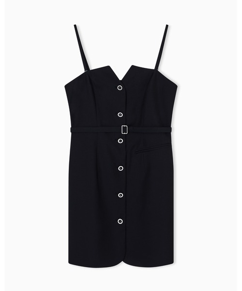 ARMANI EXCHANGE(アルマーニエクスチェンジ)の「【A|X アルマーニ エクスチェンジ】フロントボタン スリーブレスベルテッドワンピース(ワンピース・レディース・ブラック・0/6/4/2)」の4枚目の写真