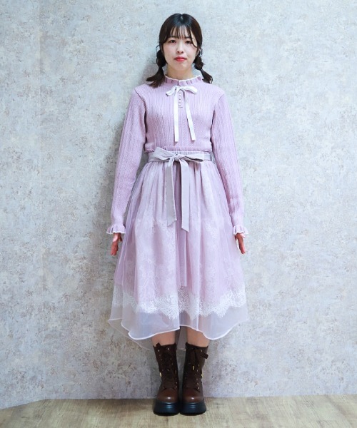 axes femme POETIQUE（アクシーズファムポエティック）の「レース×チュールイレヘムスカート（スカート・レディース・サックスブルー/ピンク/ホワイト・MEDIUM）」の21枚目の写真