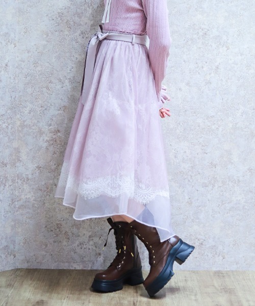 axes femme POETIQUE（アクシーズファムポエティック）の「レース×チュールイレヘムスカート（スカート・レディース・サックスブルー/ピンク/ホワイト・MEDIUM）」の22枚目の写真