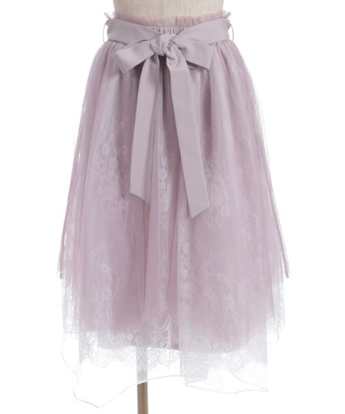 axes femme POETIQUE（アクシーズファムポエティック）の「レース×チュールイレヘムスカート（スカート・レディース・サックスブルー/ピンク/ホワイト・MEDIUM）」の10枚目の写真