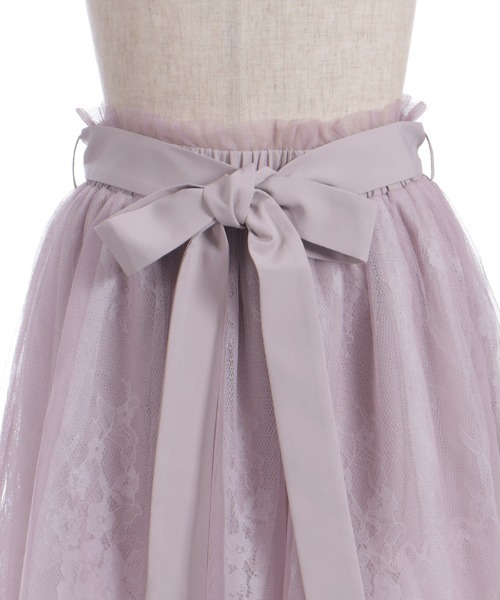 axes femme POETIQUE（アクシーズファムポエティック）の「レース×チュールイレヘムスカート（スカート・レディース・サックスブルー/ピンク/ホワイト・MEDIUM）」の6枚目の写真