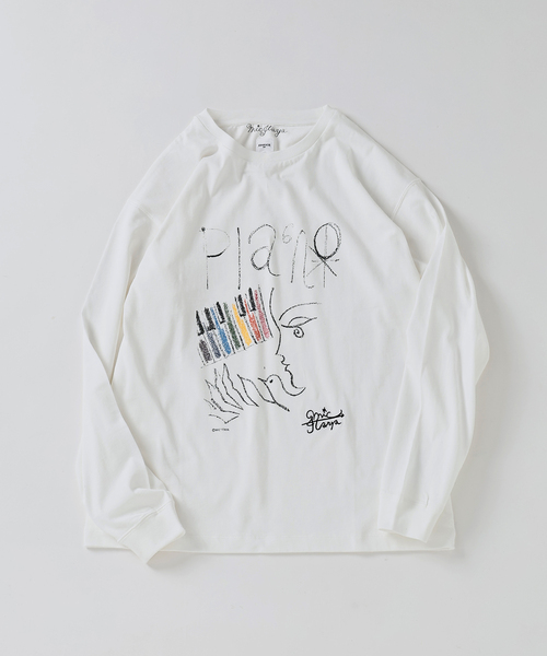 EDIFICE(エディフィス)の「Mic Itaya(ミック・イタヤ) 別注 アート プリント ロング Tシャツ(Tシャツ/カットソー・メンズ・ホワイト/カーキ/ブラック/ベージュ・LARGE/MEDIUM)」の2枚目の写真
