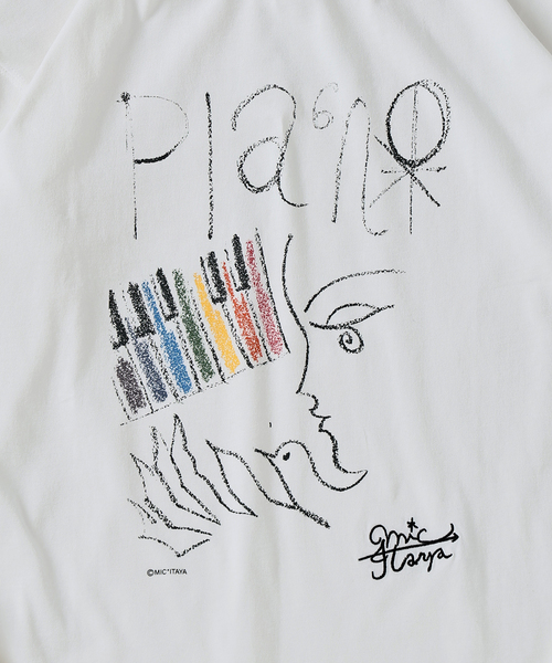 EDIFICE(エディフィス)の「Mic Itaya(ミック・イタヤ) 別注 アート プリント ロング Tシャツ(Tシャツ/カットソー・メンズ・ホワイト/カーキ/ブラック/ベージュ・LARGE/MEDIUM)」の16枚目の写真