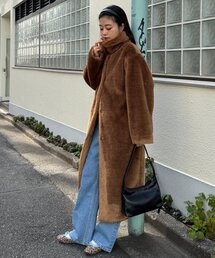 ミンク ファーコート フレアコート ロングコート ブラウン系 L相当 ミンク ファーコート フレアコート ロングコート ブラウン系 L相当