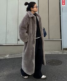 値下げ不可‼️diagram ダークグレー ファーコート デシグアル Desigual カラフルなファー素材のレディース