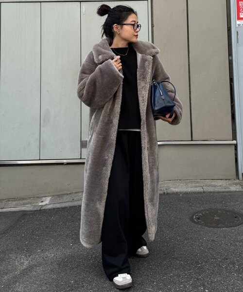 WILLOW（ウィロー）の「【willow】ベアボアロングコート（その他アウター・レディース・ブラウン/グレー・ONE SIZE）」の4枚目の写真