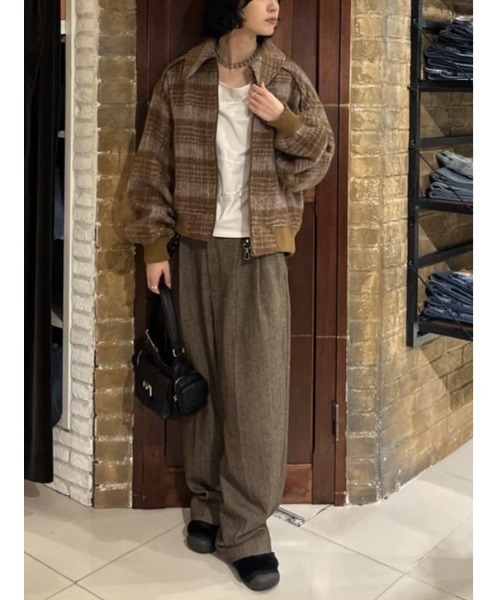 SLY(スライ)の「SHAGGY CHECK BZ シャギー チェック ブルゾン 秋服 冬服(ブルゾン・レディース・ブラウン系その他2/ネイビー系・FREE)」の15枚目の写真