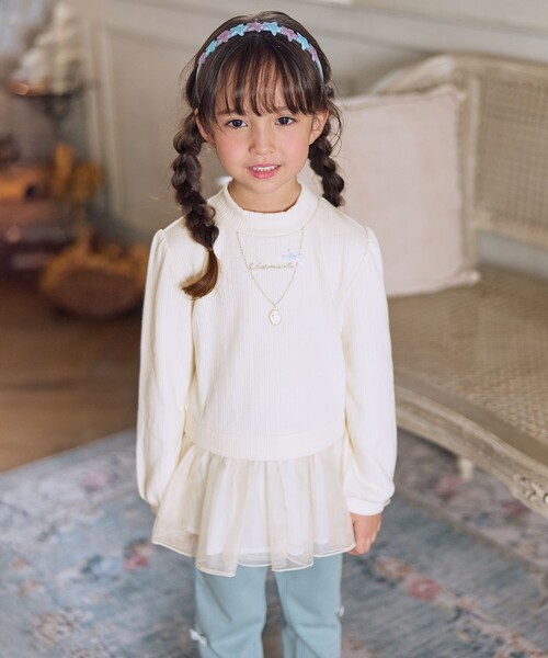 ANY(エニィ)の「裏起毛 ネックレス トレーナー(スウェット・キッズ・ネイビー系/ライトグリーン系/ホワイト系・140/160/150)」の6枚目の写真