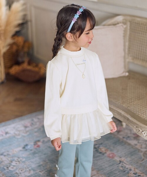 ANY(エニィ)の「裏起毛 ネックレス トレーナー(スウェット・キッズ・ネイビー系/ライトグリーン系/ホワイト系・140/160/150)」の7枚目の写真