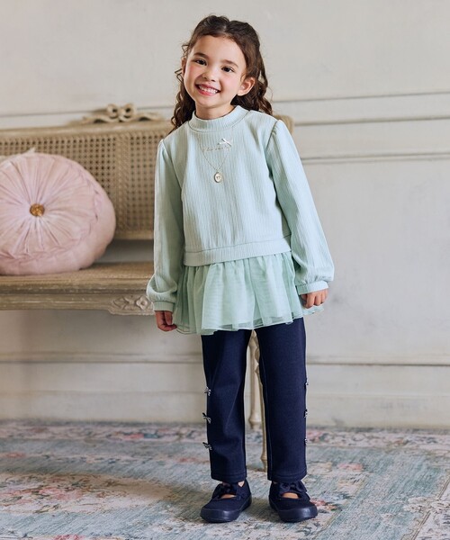 ANY(エニィ)の「裏起毛 ネックレス トレーナー(スウェット・キッズ・ネイビー系/ライトグリーン系/ホワイト系・140/160/150)」の8枚目の写真