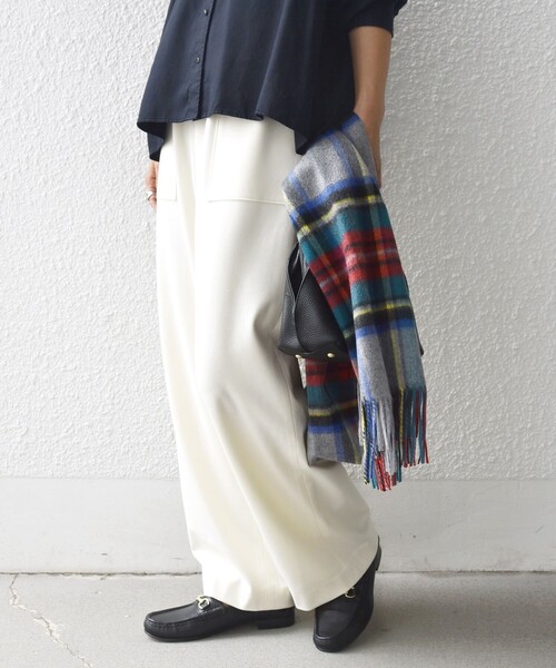 まー42新品サラサラ素材 裾ドロストデザイン前開きベスト(BK) リネンライク裾ドロストブラウス/le.coeur blanc(ルクールブラン