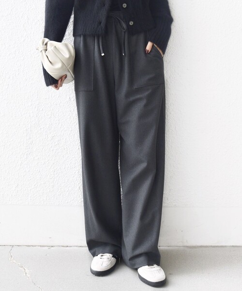 手洗い可能〉両面起毛 ポケット デザイン ドロスト パンツ（その他