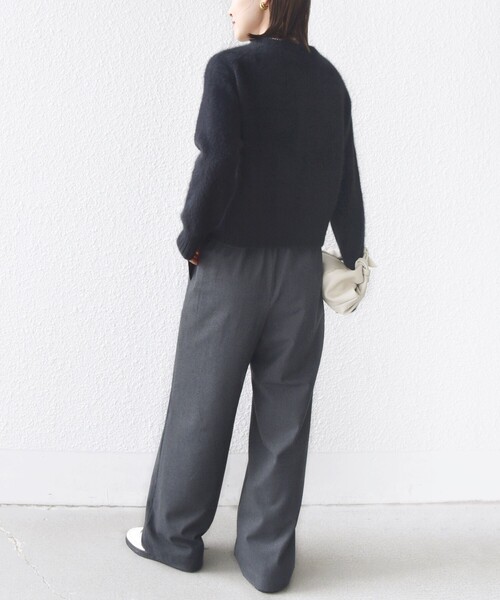 SHIPS（シップス）の「〈手洗い可能〉両面起毛 ポケット デザイン ドロスト パンツ（その他パンツ・レディース・ブラック/ネイビー/オフホワイト/ダークグレー・34/36/38/40）」の5枚目の写真