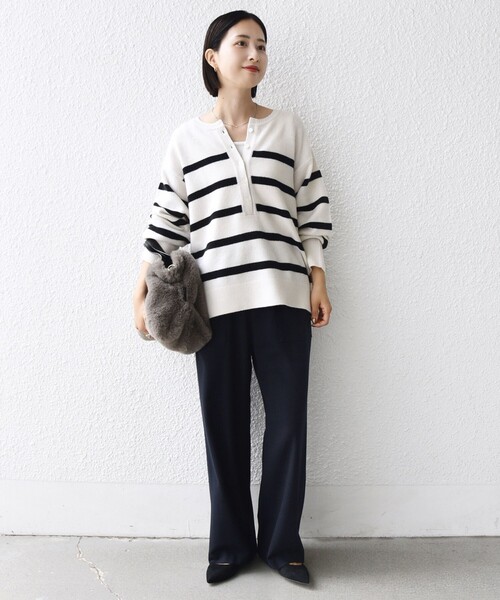 SHIPS（シップス）の「〈手洗い可能〉両面起毛 ポケット デザイン ドロスト パンツ（その他パンツ・レディース・ブラック/ネイビー/オフホワイト/ダークグレー・34/36/38/40）」の19枚目の写真