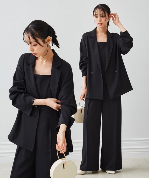 RANAN（ラナン）の「【2点セット】洗える/防シワ　オールインワンドレスセットアップ（パンツドレス・レディース・グレー/ブラック・LL/L/M/S）」の2枚目の写真