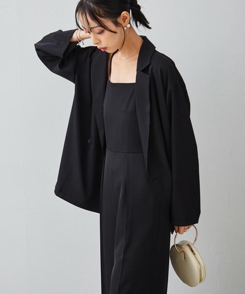 RANAN（ラナン）の「【2点セット】洗える/防シワ　オールインワンドレスセットアップ（パンツドレス・レディース・グレー/ブラック・LL/L/M/S）」の5枚目の写真