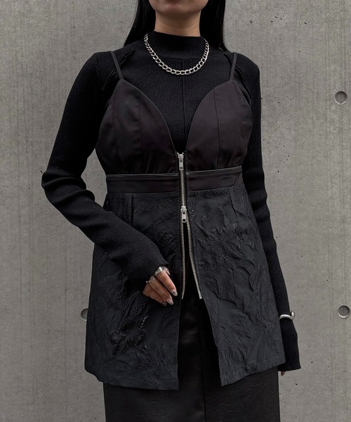 &g'aime（アンジェム）の「【&g'aime】ジャガードビスチェ　Jacquard Bustier（ベスト・レディース・ブラック/グレイッシュベージュ・FREE）」の2枚目の写真