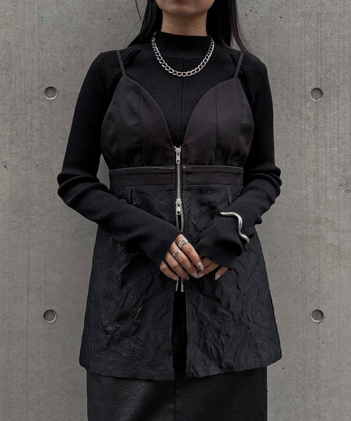 &g'aime（アンジェム）の「【&g'aime】ジャガードビスチェ　Jacquard Bustier（ベスト・レディース・ブラック/グレイッシュベージュ・FREE）」の3枚目の写真