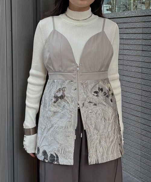 &g'aime（アンジェム）の「【&g'aime】ジャガードビスチェ　Jacquard Bustier（ベスト・レディース・ブラック/グレイッシュベージュ・FREE）」の13枚目の写真
