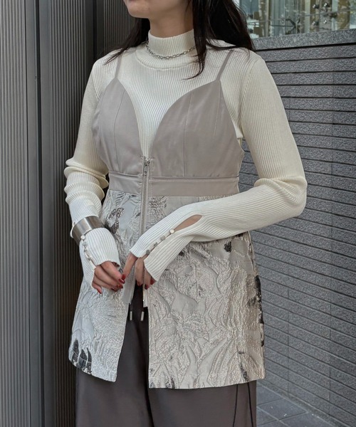 &g'aime（アンジェム）の「【&g'aime】ジャガードビスチェ　Jacquard Bustier（ベスト・レディース・ブラック/グレイッシュベージュ・FREE）」の14枚目の写真