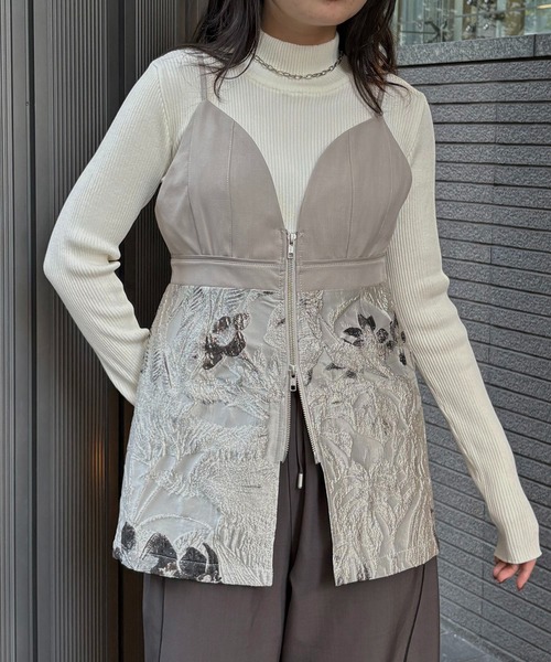 &g'aime（アンジェム）の「【&g'aime】ジャガードビスチェ　Jacquard Bustier（ベスト・レディース・ブラック/グレイッシュベージュ・FREE）」の15枚目の写真