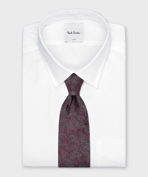 未使用品　Paul Smith 白ジャカード　ネクタイ 結婚式 ペイズリー　新品 未使用品】Paul Smith ネクタイ 高級シルク ペイズリー ジャガード