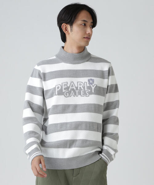 PEARLY GATES(パーリーゲイツ)の「【PEARLY GATES】10G 天竺ボーダー柄(Tシャツ/カットソー・メンズ・グレー系その他/ホワイト系その他・MEDIUM/LARGE/X-LARGE/XX-LARGE)」の1枚目の写真