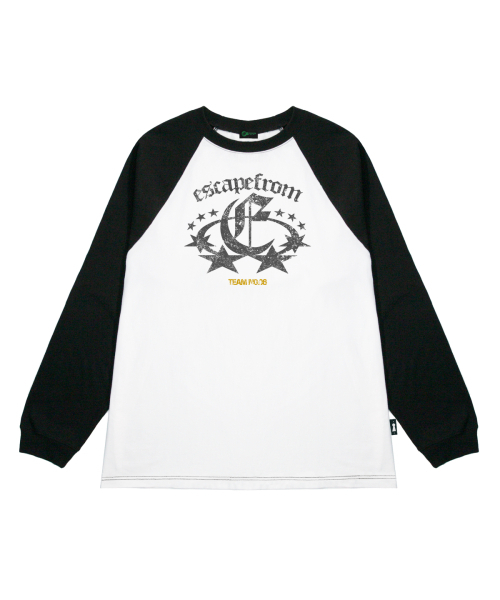 ESCAPEFROM(エスケープフロム)の「チャコールチームナンバー06プリントロングスリーブブラック(Tシャツ/カットソー・レディース・その他・MEDIUM/LARGE/SMALL)」の1枚目の写真