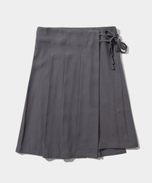 PLACE STUDIO（プレイススタジオ）の「リボンボタンプリーツミディレイヤードラップスカート[グレー]（スカート）」
