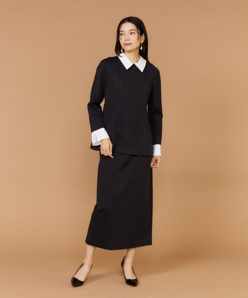 INED（イネド）の「ダンボールニット ペプラムブラウス【セットアップ対応】（シャツ/ブラウス・レディース・ネイビー・11号/9号/7号）」の2枚目の写真