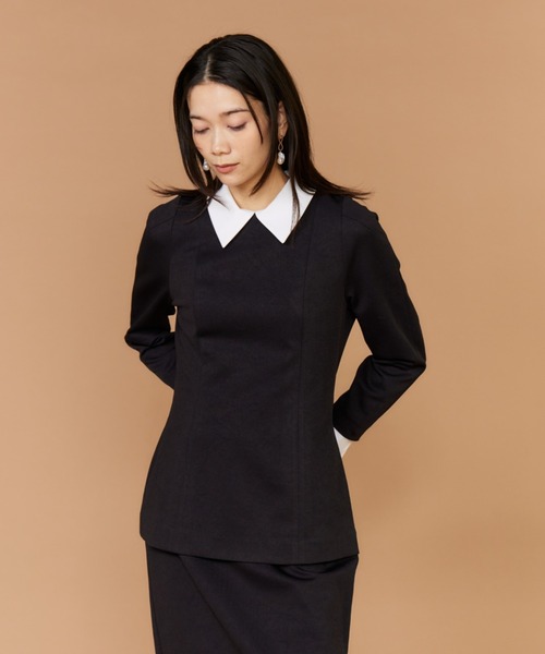 INED（イネド）の「ダンボールニット ペプラムブラウス【セットアップ対応】（シャツ/ブラウス・レディース・ネイビー・11号/9号/7号）」の11枚目の写真