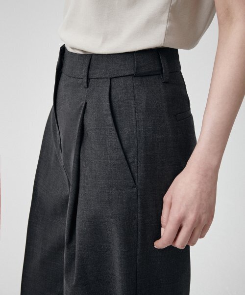MUSINSA STANDARD WOMAN（ムシンサスタンダードウーマン）の「ウィメンズサマーウールワンタックワイドヒドゥンバンディングスラックス[チャコールグレー]（スラックス・レディース・その他・34/32/30/24/25/26/27/28/29）」の5枚目の写真