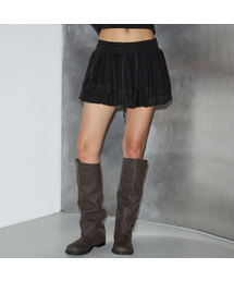 Lace Cancan Mini Skirt [Black]