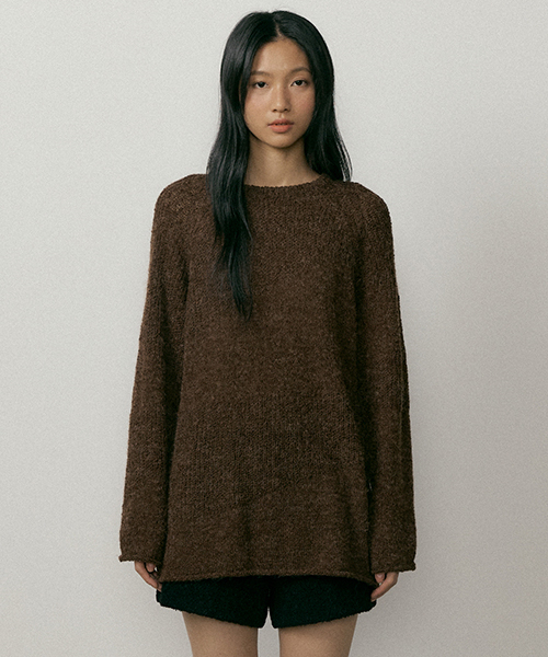 LINGSEOUL(リングソウル)の「boucle embossing knit sweater-brown(ニット/セーター・レディース・ブラウン・FREE)」の1枚目の写真