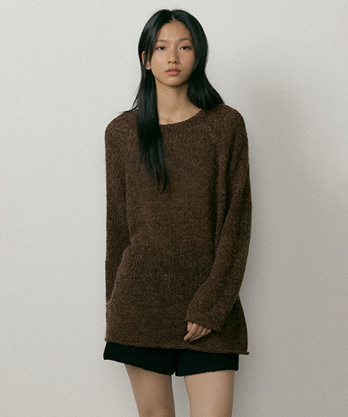 LINGSEOUL(リングソウル)の「boucle embossing knit sweater-brown(ニット/セーター・レディース・ブラウン・FREE)」の3枚目の写真
