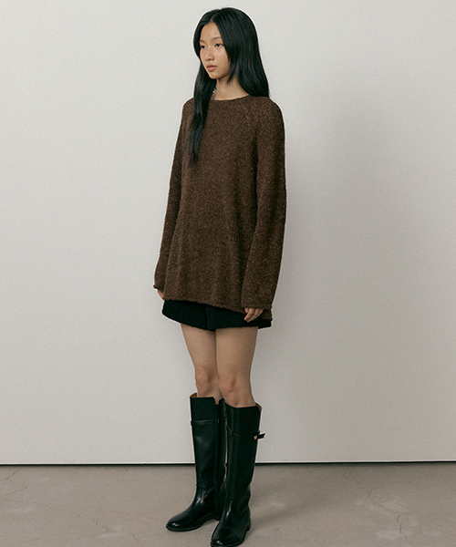 LINGSEOUL(リングソウル)の「boucle embossing knit sweater-brown(ニット/セーター・レディース・ブラウン・FREE)」の4枚目の写真