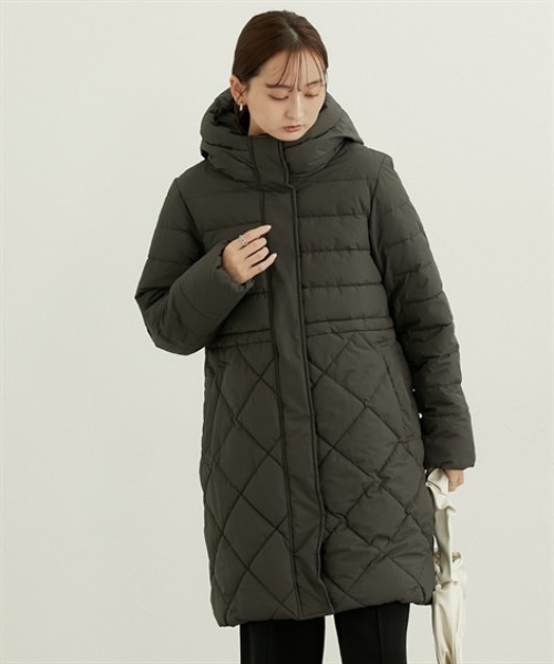 nissen（ニッセン）の「キルトＭＩＸファイバーダウンコート（ダウンジャケット/コート・レディース・ネイビー/チャコール/ブラック・M/L/LL）」の3枚目の写真