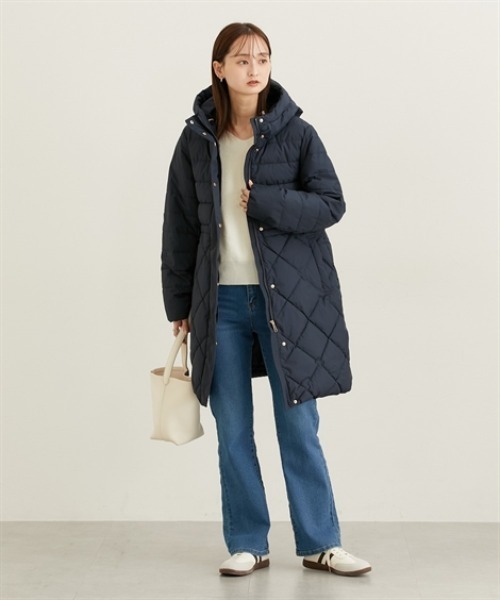 nissen（ニッセン）の「キルトＭＩＸファイバーダウンコート（ダウンジャケット/コート・レディース・ネイビー/チャコール/ブラック・M/L/LL）」の5枚目の写真