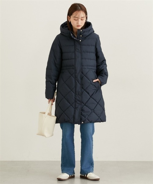 nissen（ニッセン）の「キルトＭＩＸファイバーダウンコート（ダウンジャケット/コート・レディース・ネイビー/チャコール/ブラック・M/L/LL）」の8枚目の写真