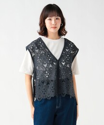 レースベスト セット 半袖 プルオーバー (セットアイテム)