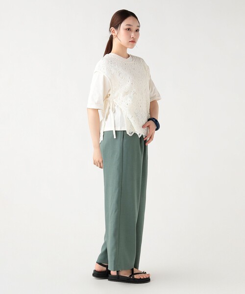 BEAMS HEART(ビームスハート)の「レースベスト セット 半袖 プルオーバー (セットアイテム)(Tシャツ/カットソー・レディース・オフホワイト/チャコールグレー/イエロー・FREE)」の5枚目の写真