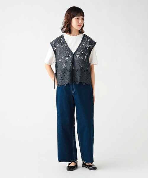 BEAMS HEART(ビームスハート)の「レースベスト セット 半袖 プルオーバー (セットアイテム)(Tシャツ/カットソー・レディース・オフホワイト/チャコールグレー/イエロー・FREE)」の9枚目の写真