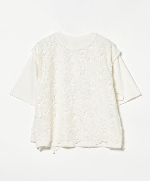 BEAMS HEART(ビームスハート)の「レースベスト セット 半袖 プルオーバー (セットアイテム)(Tシャツ/カットソー・レディース・オフホワイト/チャコールグレー/イエロー・FREE)」の13枚目の写真
