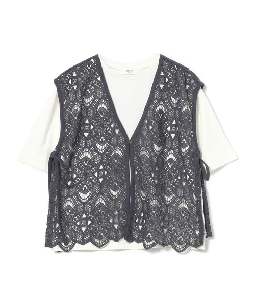 BEAMS HEART(ビームスハート)の「レースベスト セット 半袖 プルオーバー (セットアイテム)(Tシャツ/カットソー・レディース・オフホワイト/チャコールグレー/イエロー・FREE)」の15枚目の写真