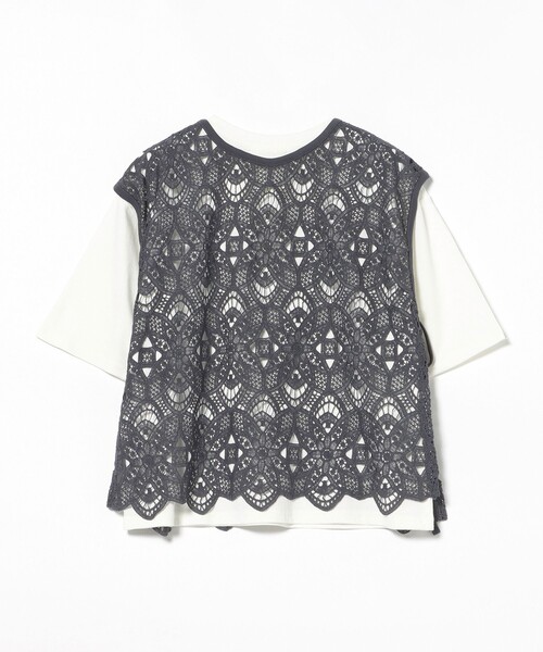 BEAMS HEART(ビームスハート)の「レースベスト セット 半袖 プルオーバー (セットアイテム)(Tシャツ/カットソー・レディース・オフホワイト/チャコールグレー/イエロー・FREE)」の16枚目の写真