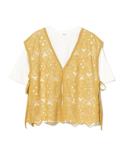 BEAMS HEART(ビームスハート)の「レースベスト セット 半袖 プルオーバー (セットアイテム)(Tシャツ/カットソー・レディース・オフホワイト/チャコールグレー/イエロー・FREE)」の18枚目の写真