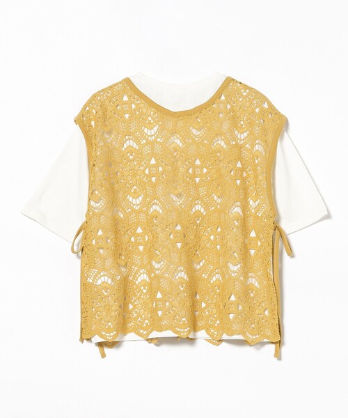 BEAMS HEART(ビームスハート)の「レースベスト セット 半袖 プルオーバー (セットアイテム)(Tシャツ/カットソー・レディース・オフホワイト/チャコールグレー/イエロー・FREE)」の19枚目の写真