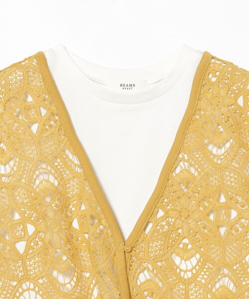 BEAMS HEART(ビームスハート)の「レースベスト セット 半袖 プルオーバー (セットアイテム)(Tシャツ/カットソー・レディース・オフホワイト/チャコールグレー/イエロー・FREE)」の21枚目の写真