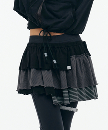 TUOMIO（トゥオミオ）の「BANDED LAYERED SKIRT [BLACK]（スカート）」